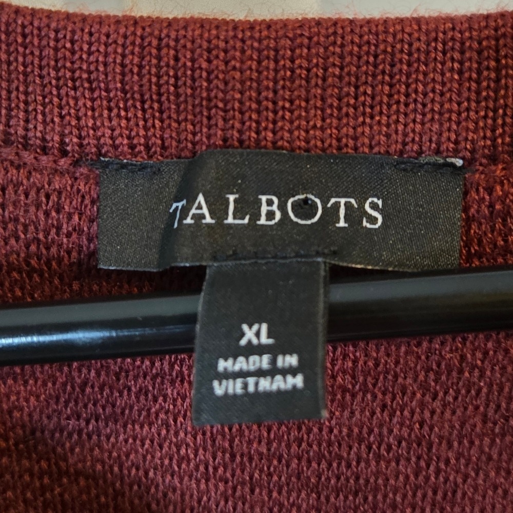 Talbots Women's Deep Red Button-Front Cropped Ribbed Cardigan Size XL - Picture 8 of 13